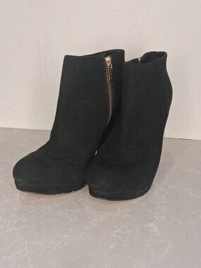 Black Suede Ankle Boots, Size 8
